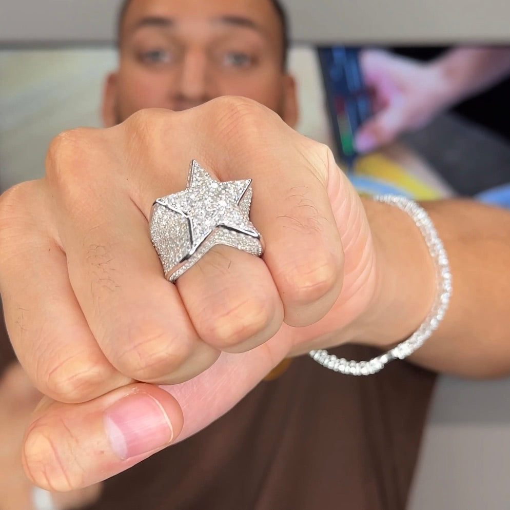Pinky Ring Iced Out Vvs Star Ring Star Ring Vvs 2025