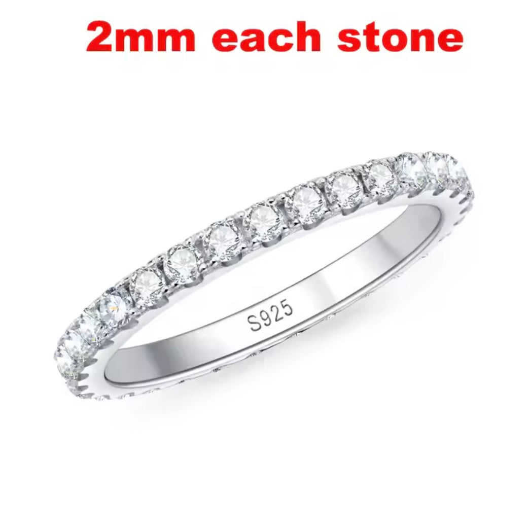 2-5MM Moissanite Eternity Band 925 Silver