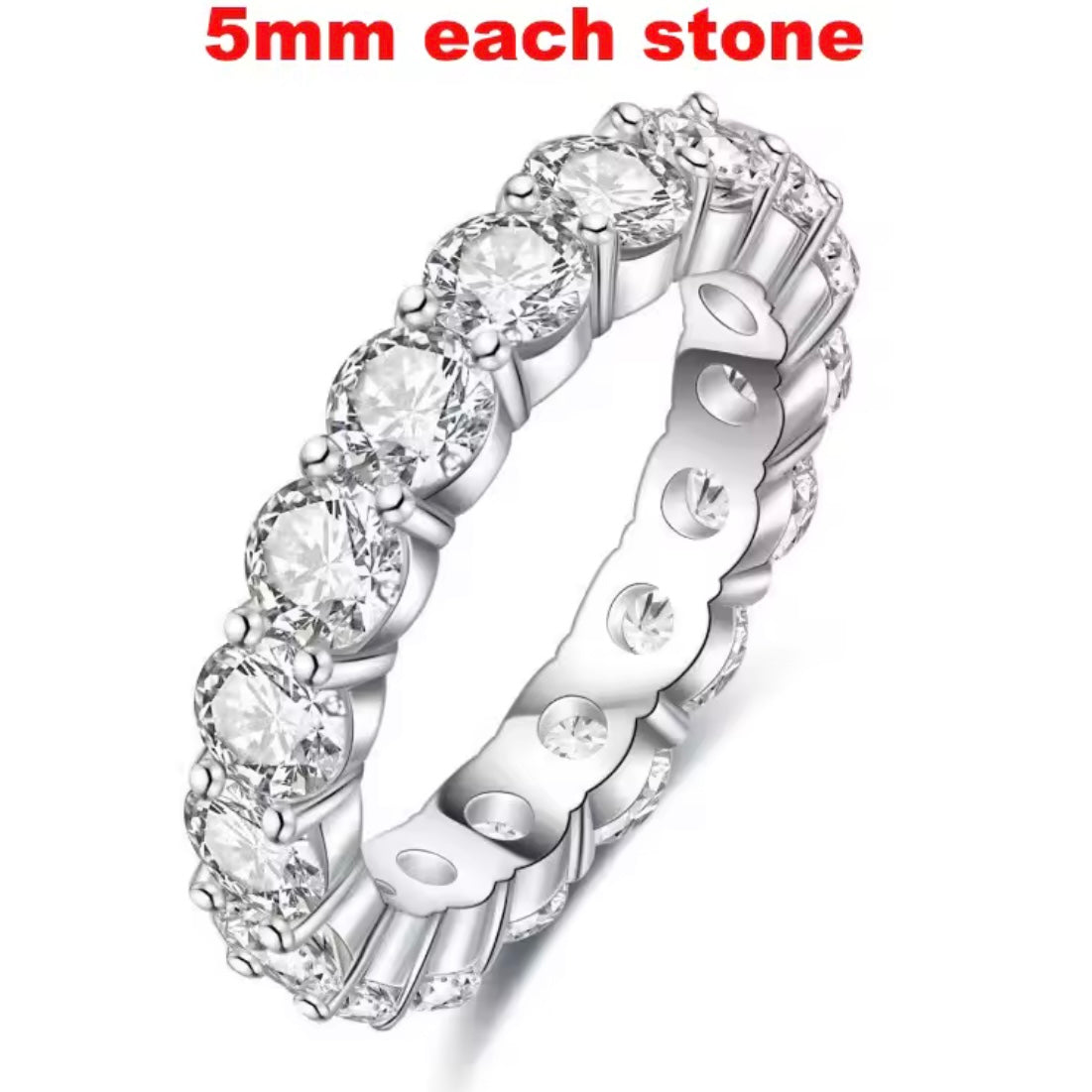 2-5MM Moissanite Eternity Band 925 Silver