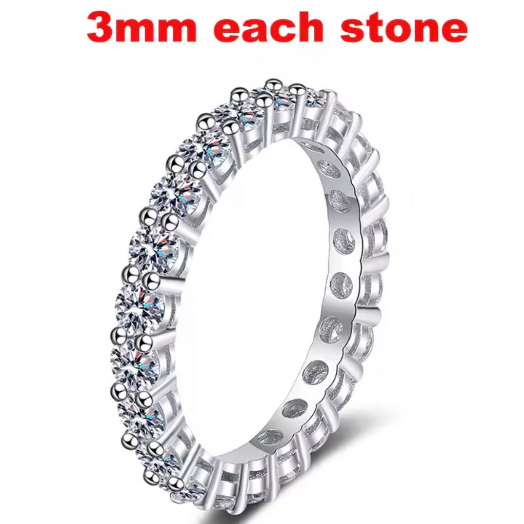 2-5MM Moissanite Eternity Band 925 Silver