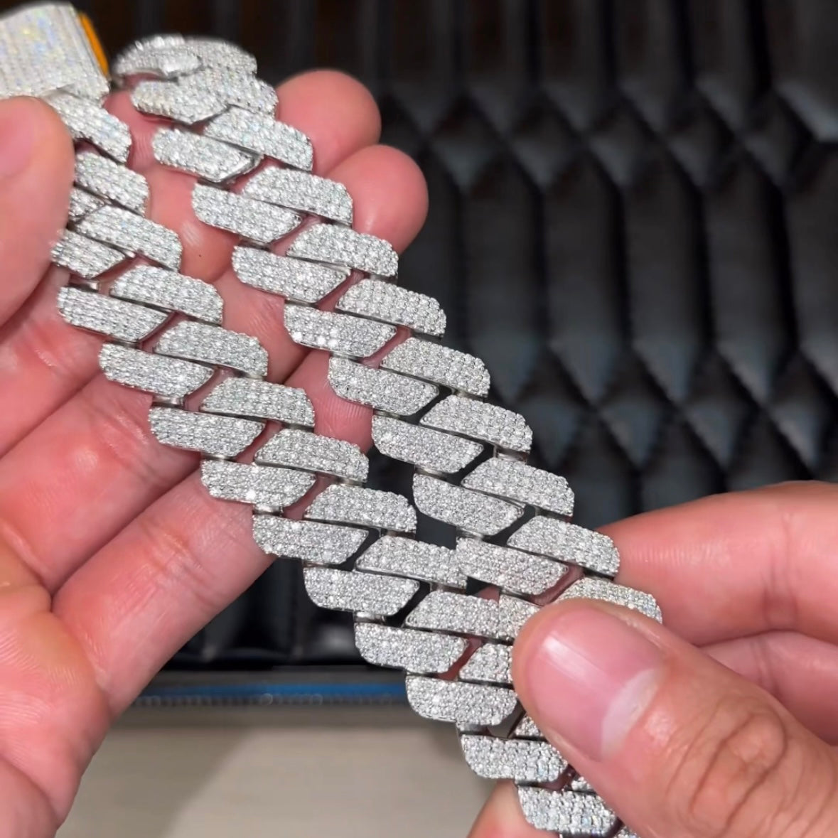 Silver 19MM Prong Set Cuban Link