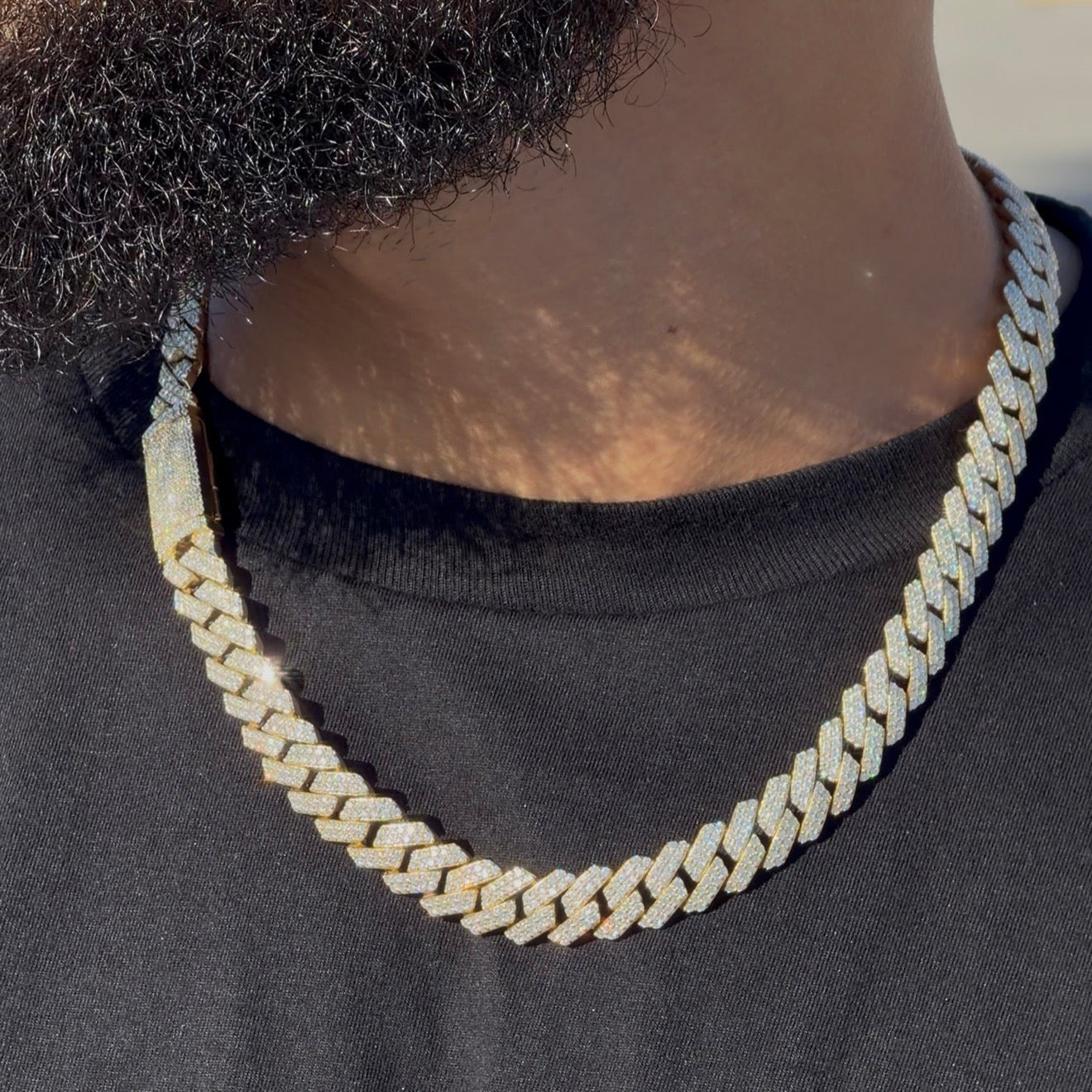 NEW Silver 12MM Prong Set Cuban Link