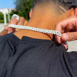 NEW Silver 12MM Prong Set Cuban Link