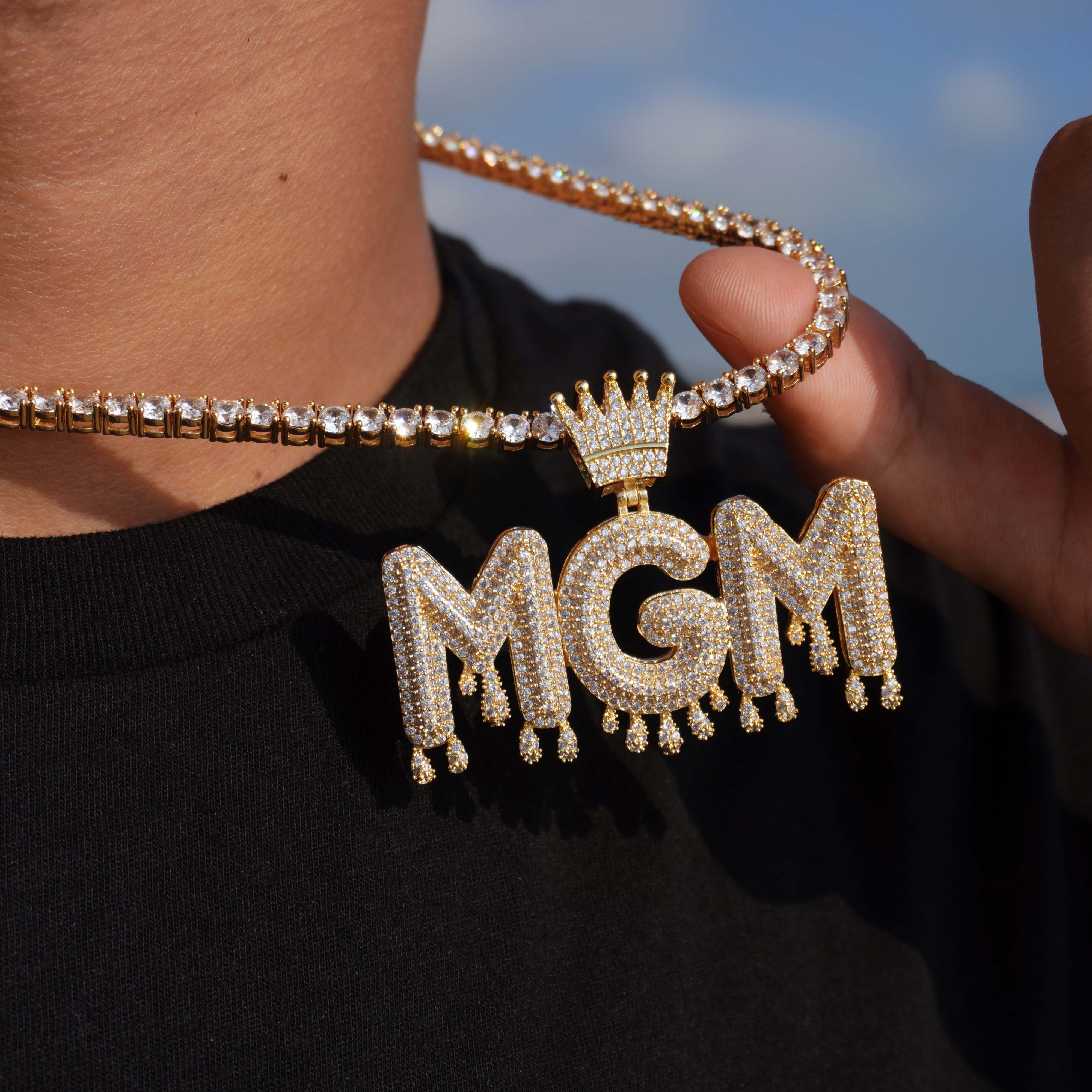 Custom Drip Letters W/ Crown Bail