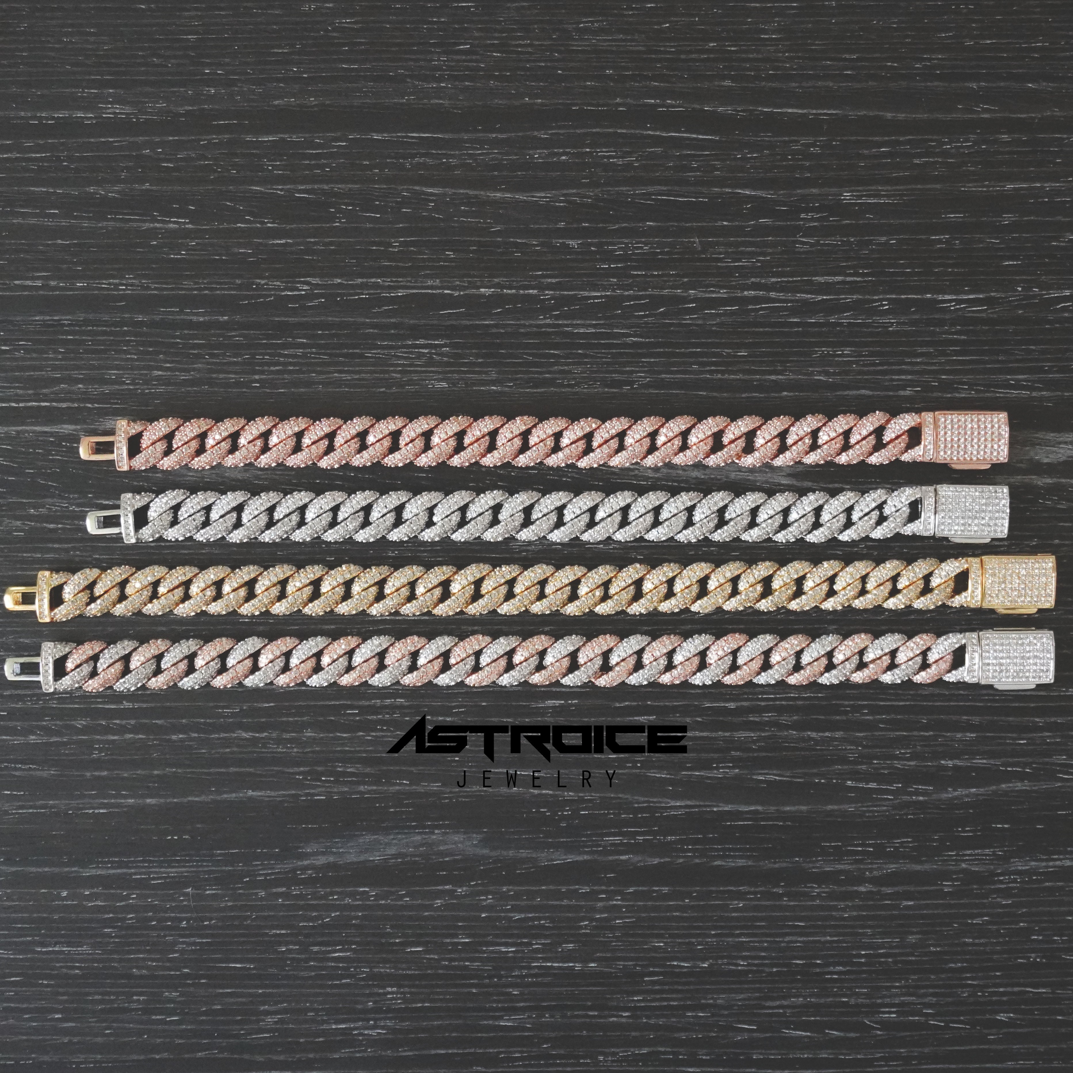 Silver 10MM Prong Set Cuban Link Bracelet