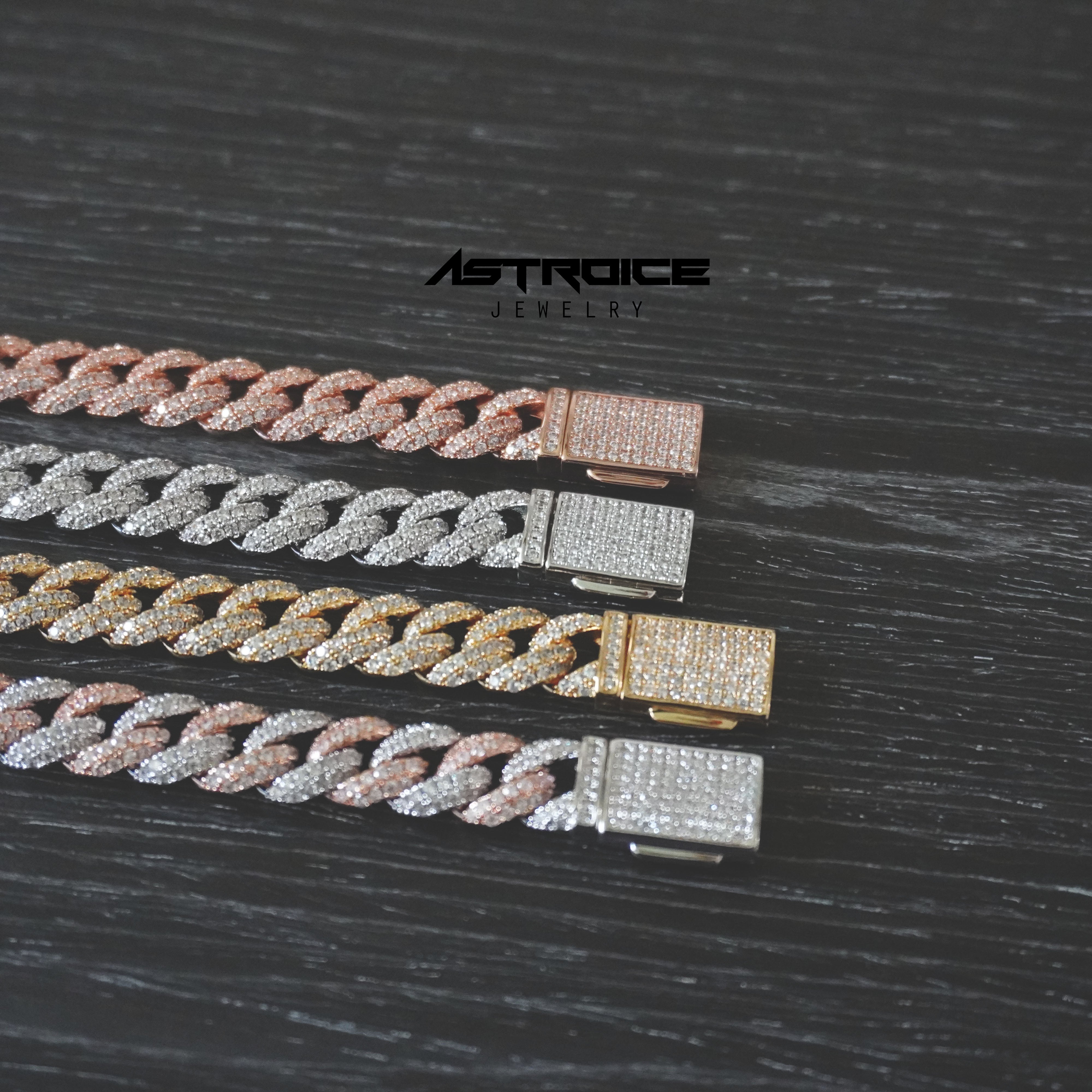 Silver 10MM Prong Set Cuban Link Bracelet