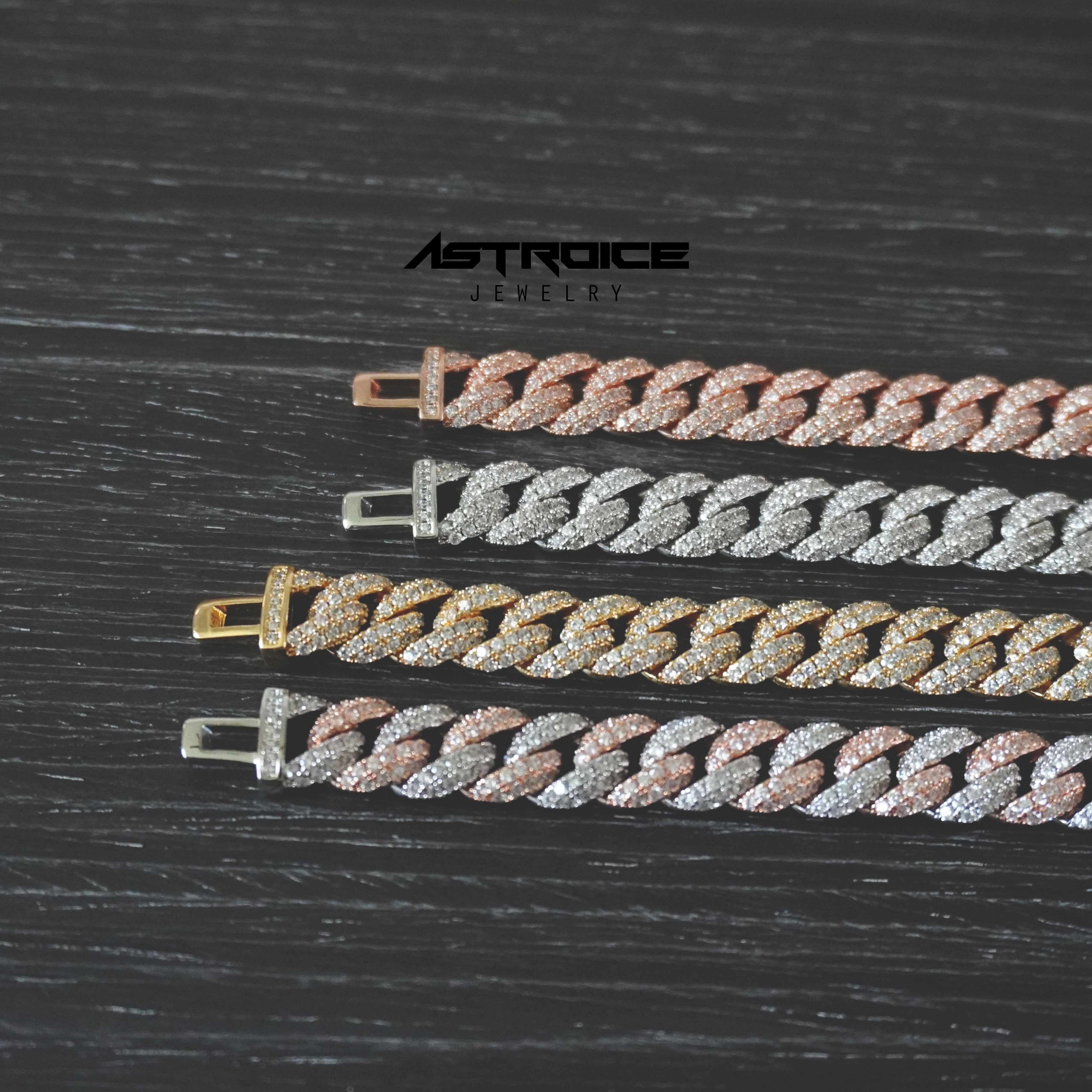 Silver 10MM Prong Set Cuban Link Bracelet