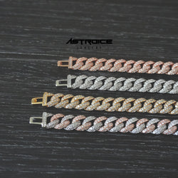 Silver 10MM Prong Set Cuban Link Bracelet