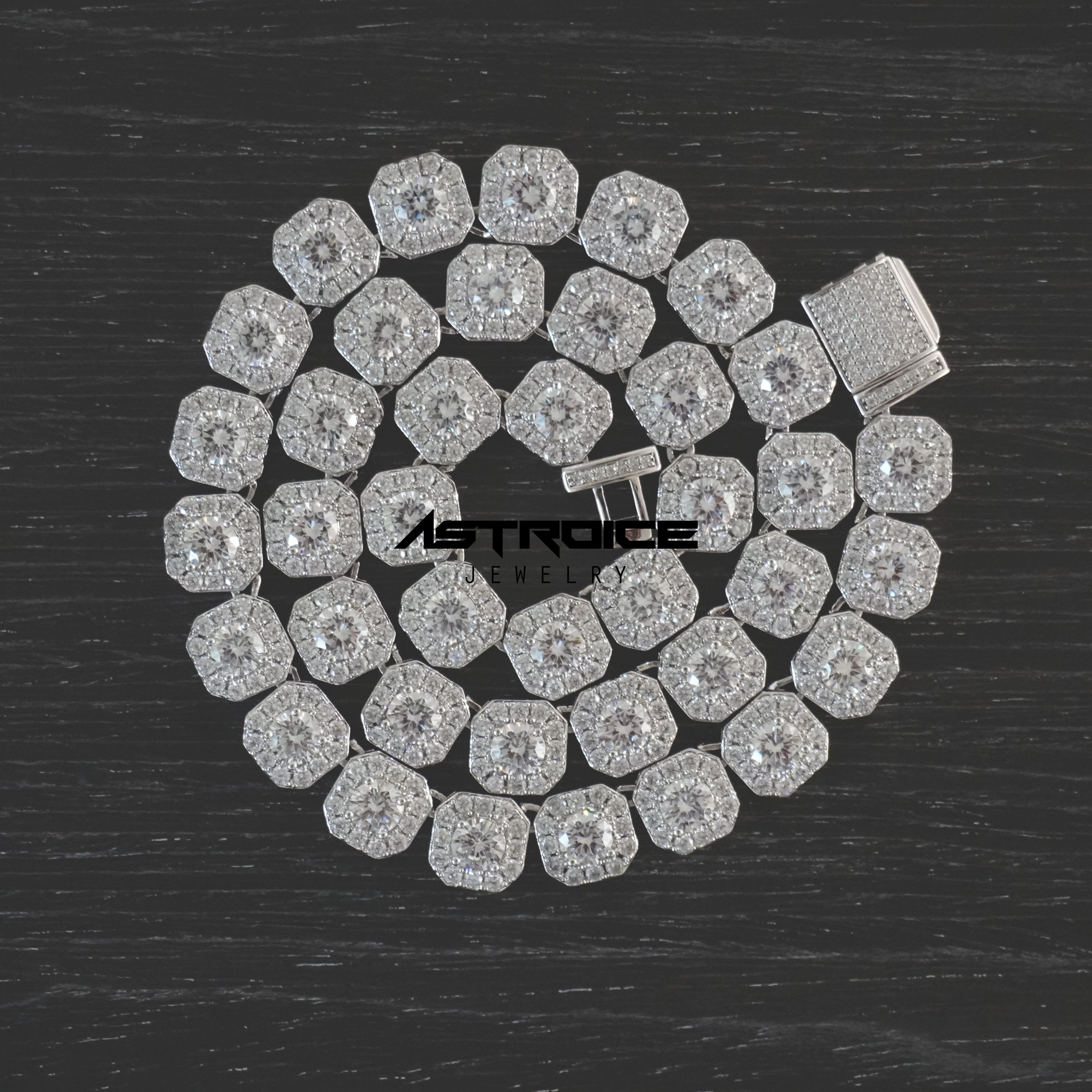 Silver Cluster Tennis Chain