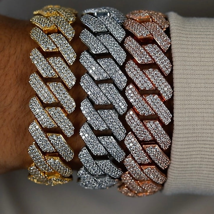 Popular Style Sterling Silver Cuban Link Bracelet, Iced Out Cuban Chain  Bracelet for Men - Etsy