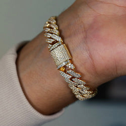 12MM Prong Set Cuban Link Bracelet